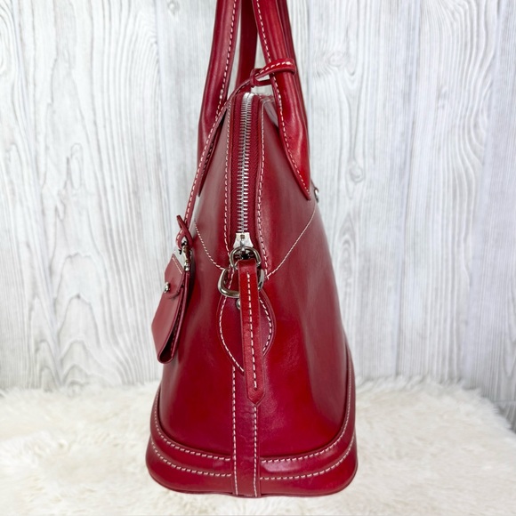 Dooney & Bourke Red Florentine Toscana Domed Leather Satchel Bag Purse Handbag - Picture 2 of 15